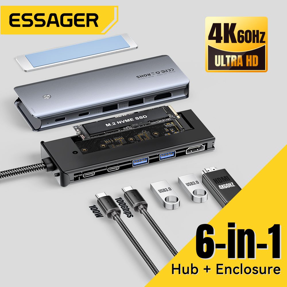 Usb C Docking Hub - Essager USB C Hub Met M.2