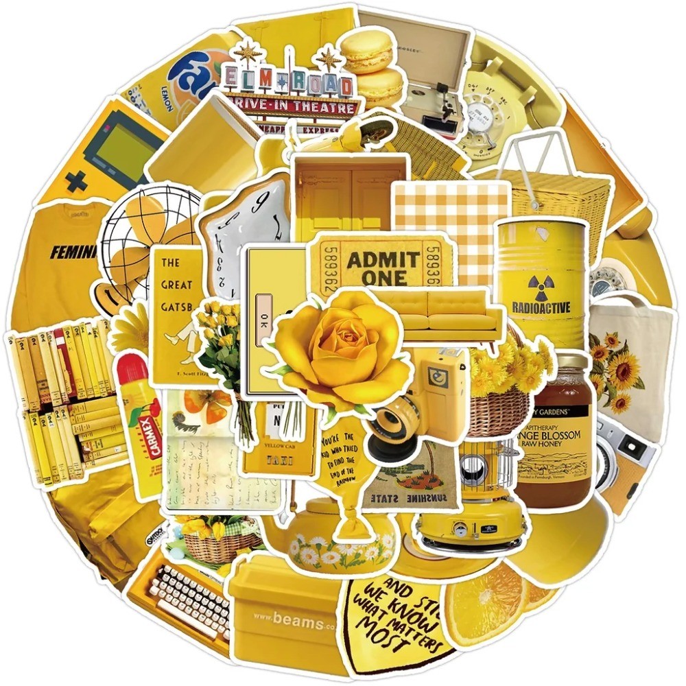 50 stuks esthetische gele vint - Yellow Laptop Accessories recensie en prijs