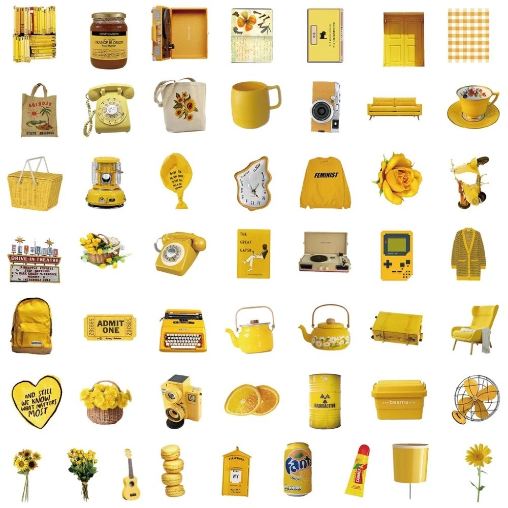 50 stuks esthetische gele vint - Yellow Laptop Accessories recensie en prijs